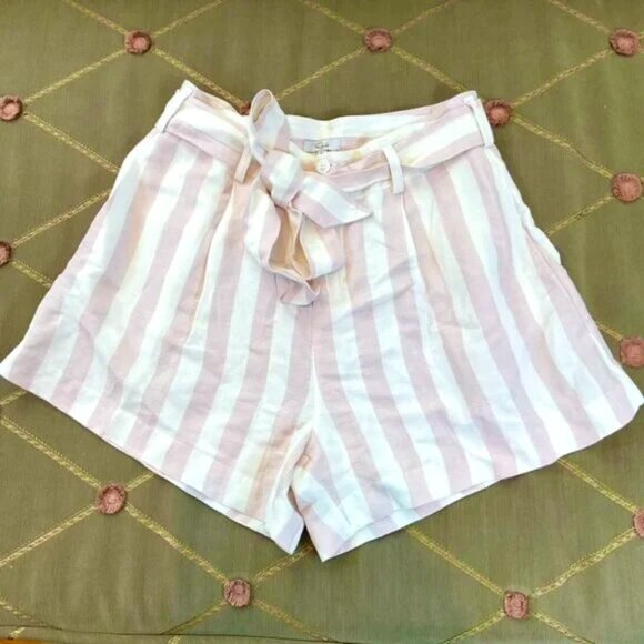 Rails Shorts Striped Rayon Linen Belted High Rise Petal Stripe (M) - Picture 1 of 4